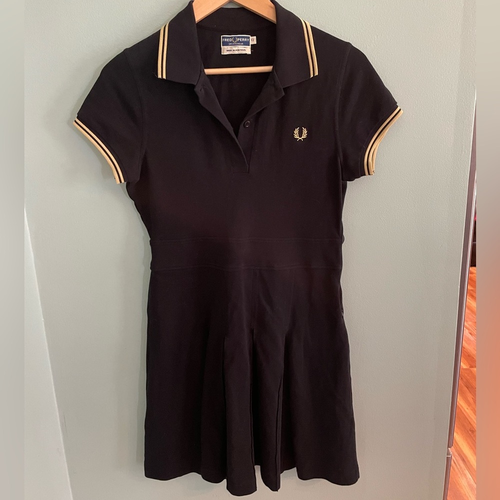 Fred Perry Tennis Dress in Black and Gold